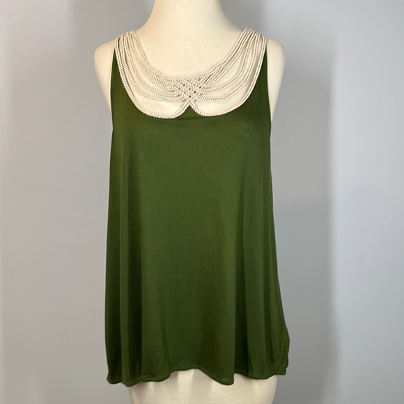 ANTHROPOLOGY LEIFNOTES Braided Rope Neckline Tank Top Cami - Picture 2 of 9